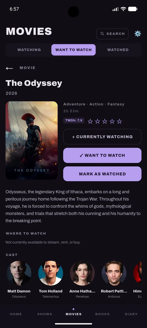 A movie detail page in Nxtory